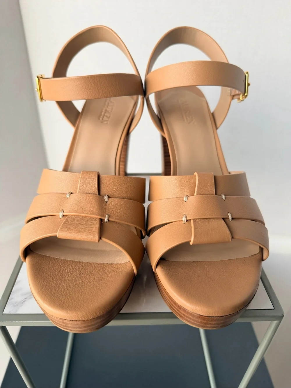 Ralph Lauren Leather Platform Sandal in Tan - Women